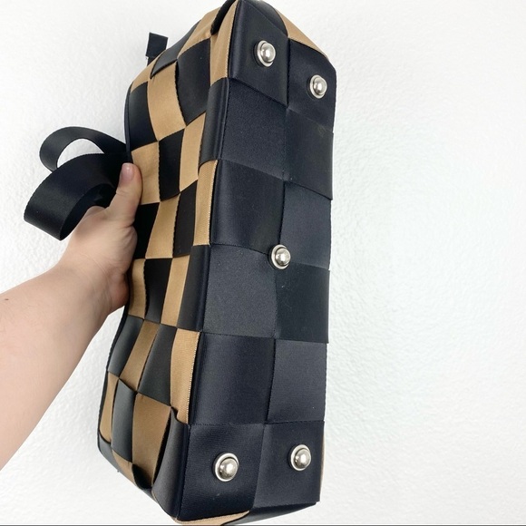 Unbranded Tan and Black Seatbelt Tote Purse, Y2K - Picture 4 of 6